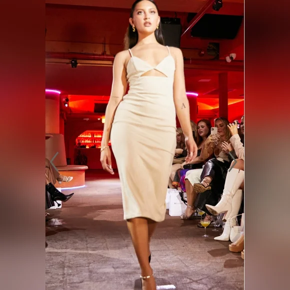 Showpo Suede Spaghetti Strap Cut Out Zip Midi Dress - Picture 6 of 13